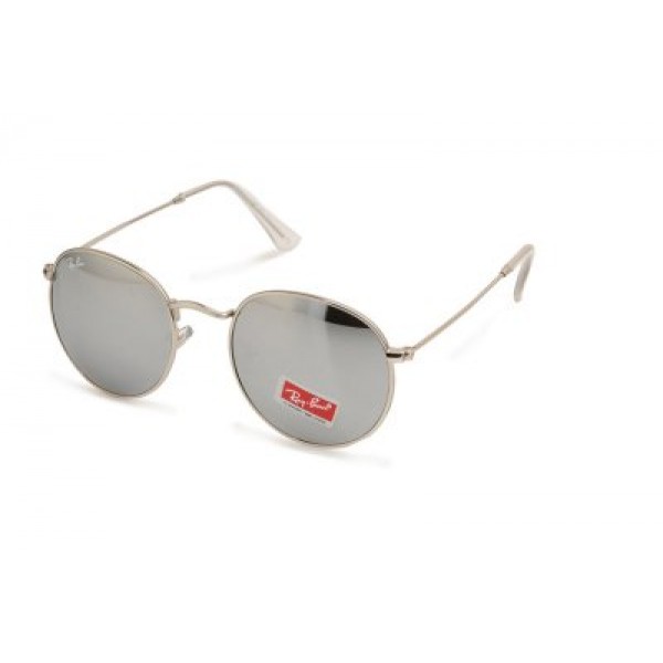 RayBan Sunglasses Icons Round Metal RB3447 Gold Frame Silver Mirror Lens