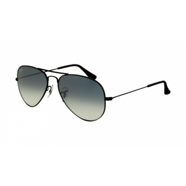 RayBan Sunglasses RB3025 Aviator Black Frame Crystal Polarized Blue Gradient Gray Lens