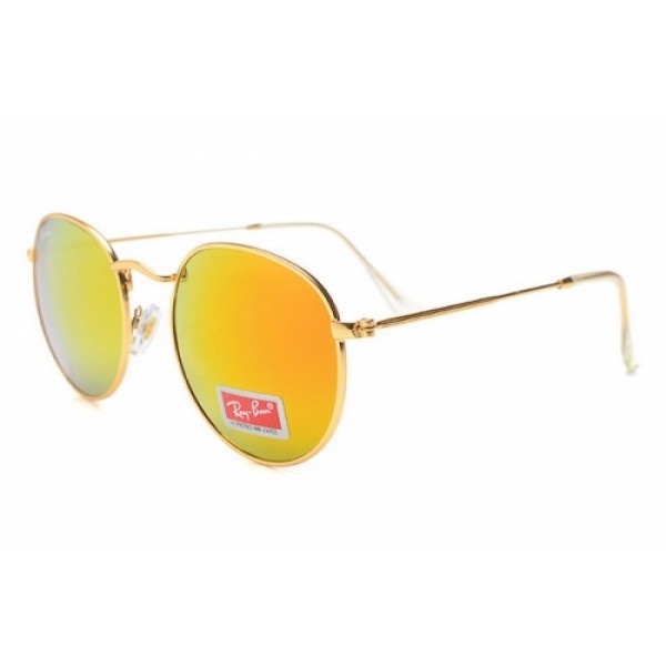 RayBan Sunglasses RB3089 Gold Frame Mirror Orange Lens