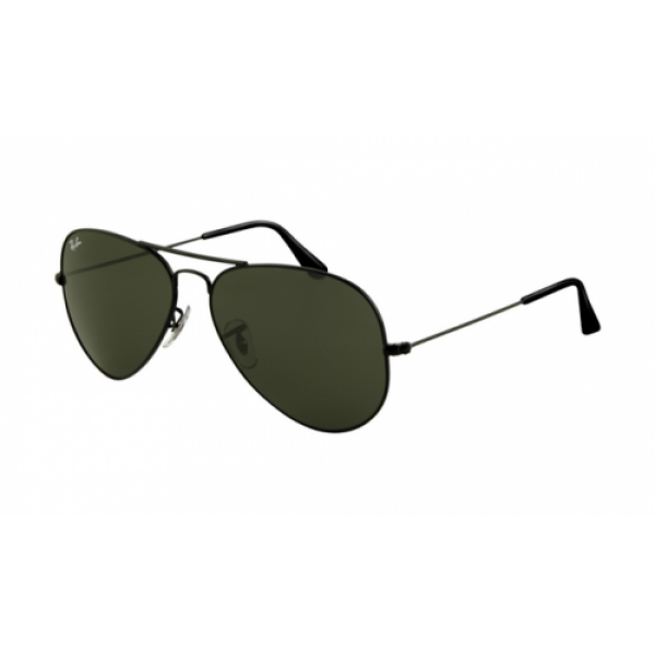 RayBan Sunglasses RB3025 Aviator Shiny Black Frame Crystal Deep Green Len