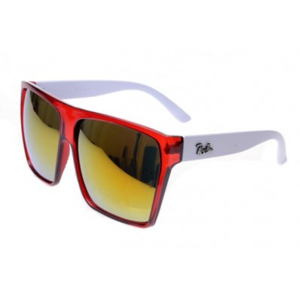 RayBan Sunglasses Clubmaster RB2128 White Bright Red Frame AFY