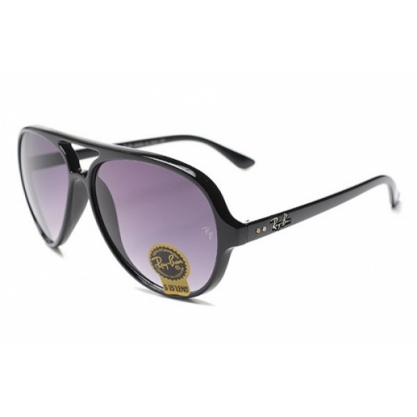 RayBan Sunglasses RB4125 Cats 5000 Shiny Black Frame Purple Lens