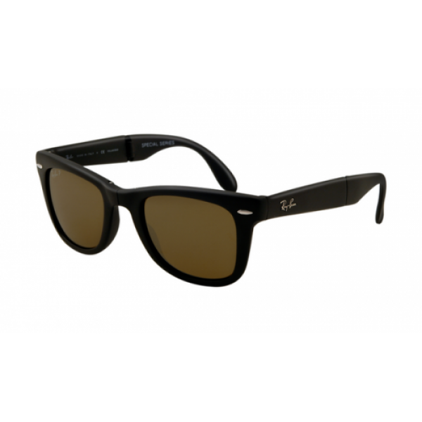 RayBan Sunglasses RB4105 Folding Wayfarer Black Frame Crystal Brown Lens