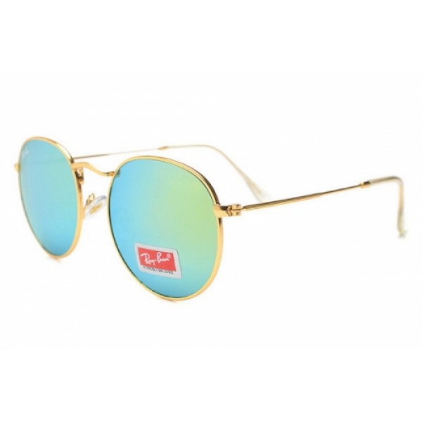 RayBan Sunglasses RB3089 Gold Frame Mirror Green Lens