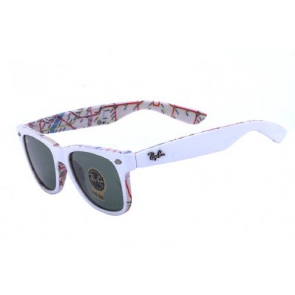 RayBan Sunglasses Wayfarer Rare Prints RB2140 Green White