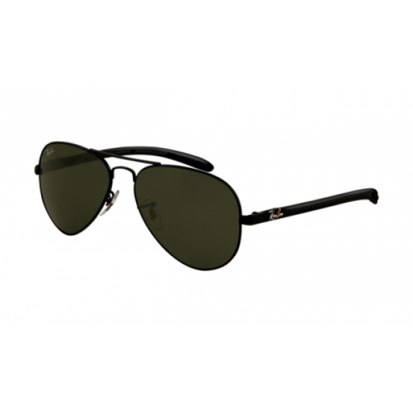 RayBan Sunglasses RB8307 Tech Shiny Black Frame Crystal Green Lens