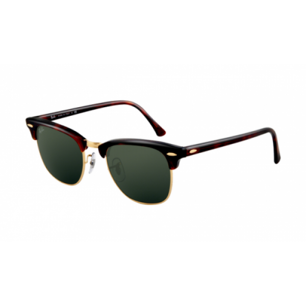RayBan Sunglasses RB3016 Clubmaster Mock Tortoise Arista Frame Crystal Green Lens