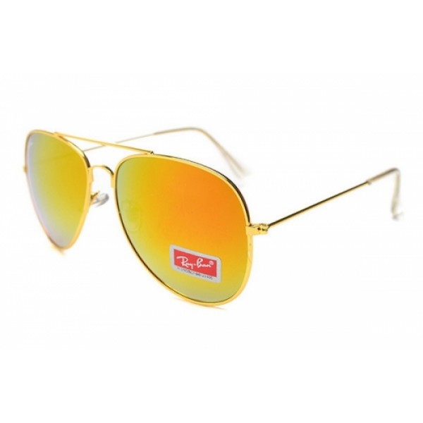 RayBan Sunglasses RB3025 Aviator Yellow Gold Frame Fire Lens