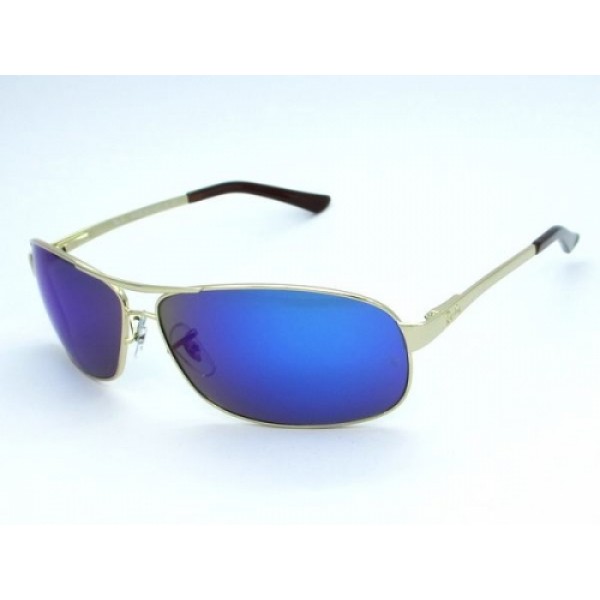 RayBan Sunglasses RB3343 Gold Frame Mirror Violet Lens