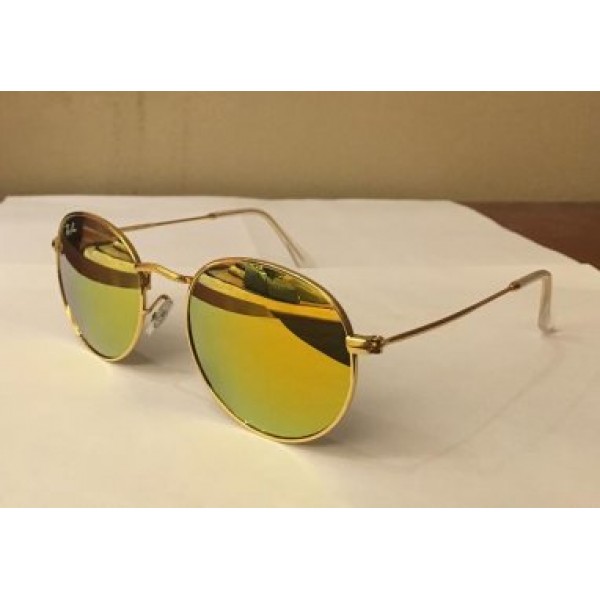 RayBan Sunglasses Icons Round Metal RB3447 Gold Yellow Flash