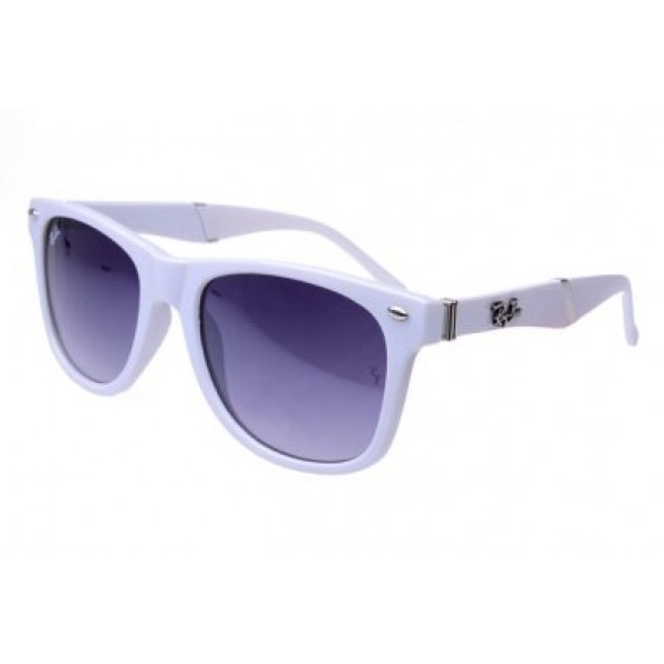 RayBan Sunglasses Wayfarer RB627 White Frame Purple Lens AQT