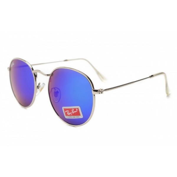 RayBan Sunglasses RB3089 Silver Frame Mirror Blue Lens