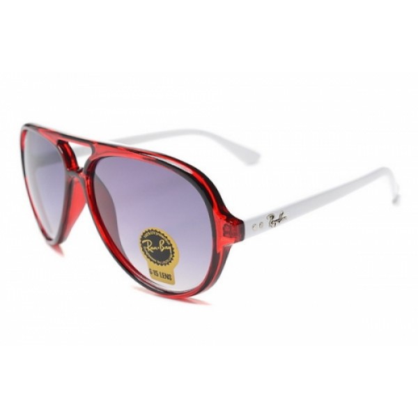 RayBan Sunglasses RB4125 Cats 5000 Ruby White Frame Purple Lens